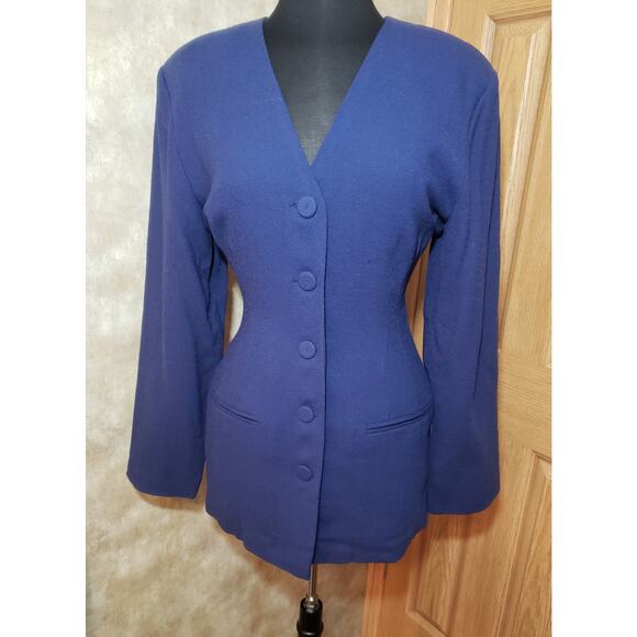 Biya Jackets & Blazers - Johnny Was Biya Rated R medium Wool Dark Blue Bazer